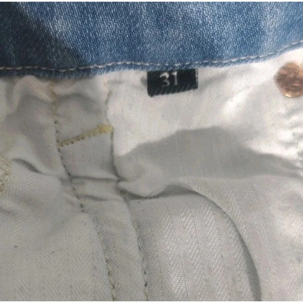 7 For All Mankind Jeans Womens 31 Blue Kimmie Straight Stretch Light Wash Denim‎